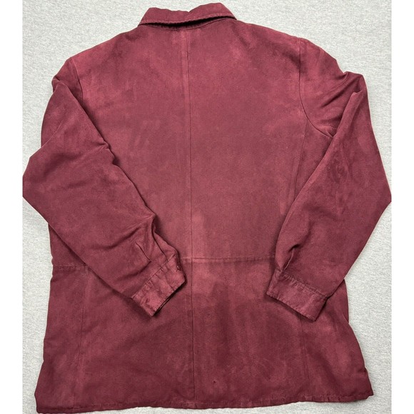 Cathy Daniels Button Up Long Sleeve Shirt Womens 14 Polyester Suede Burgundy - Picture 8 of 8